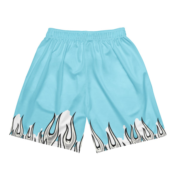 Aqua Blue Burning Flames Shorts