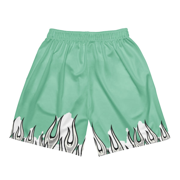 Mint Green Burning Flames Shorts