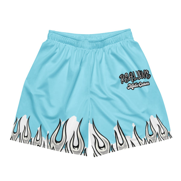 Aqua Blue Burning Flames Shorts