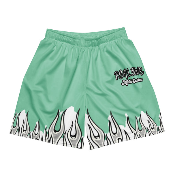 Mint Green Burning Flames Shorts